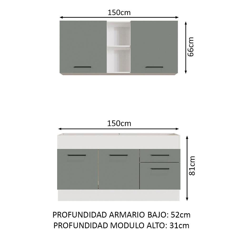 Foto 4 pulgar | Cocina Integral Completa Modular Madesa Agata 150cm Bg 02