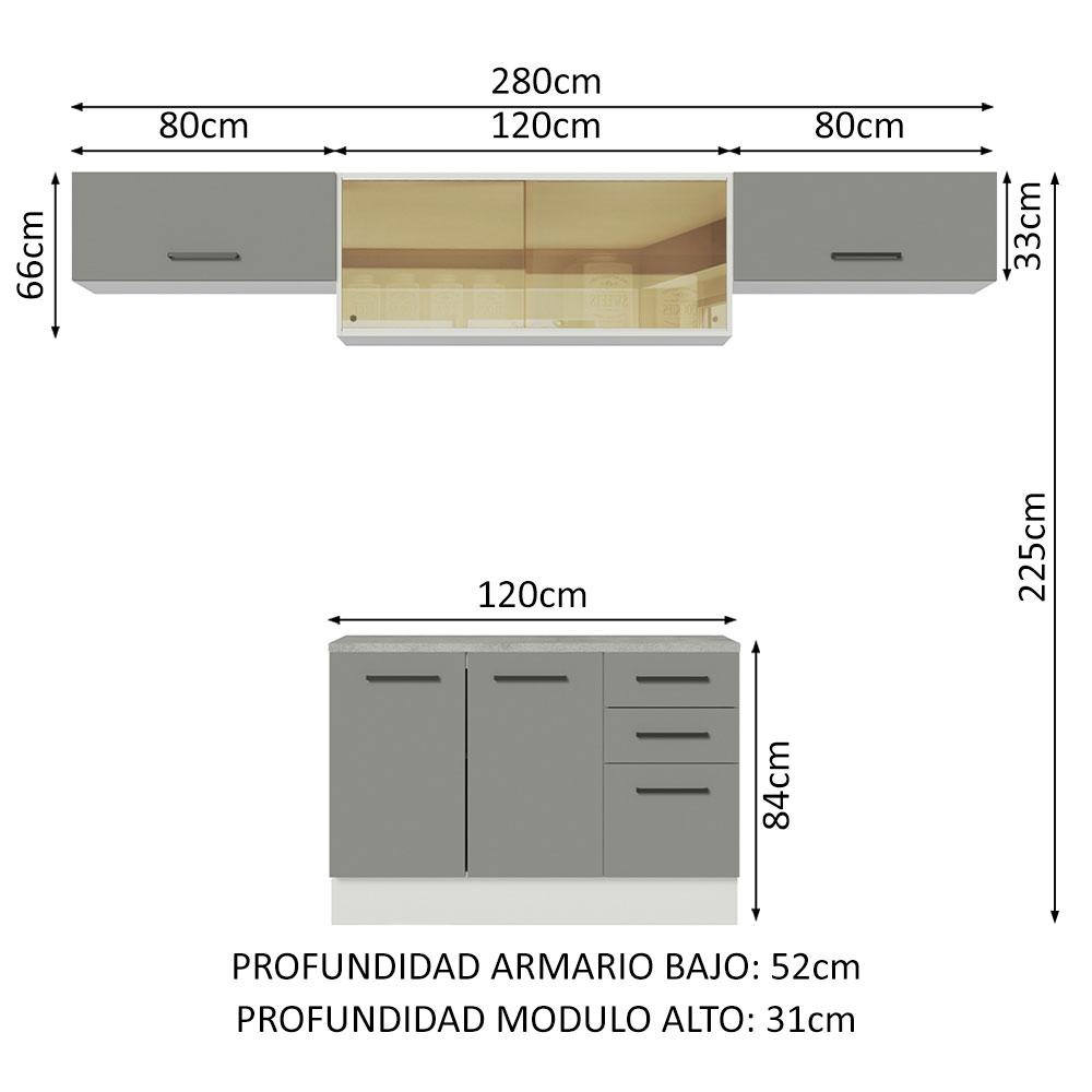 Foto 4 pulgar | Cocina Integral Completa Modular Madesa Agata 280cm Bg 04