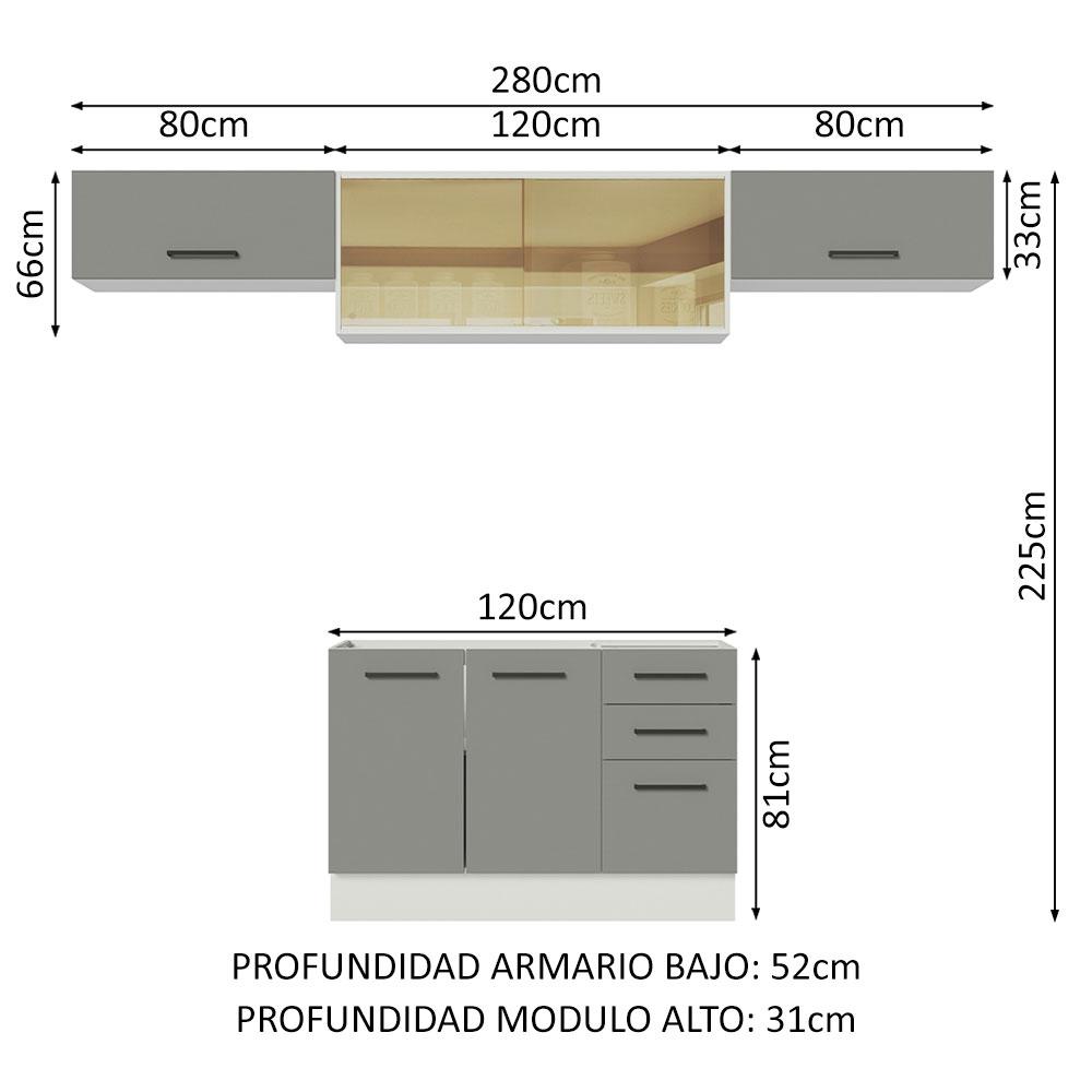 Foto 4 pulgar | Cocina Integral Completa Modular Madesa Agata 280cm Bg 03