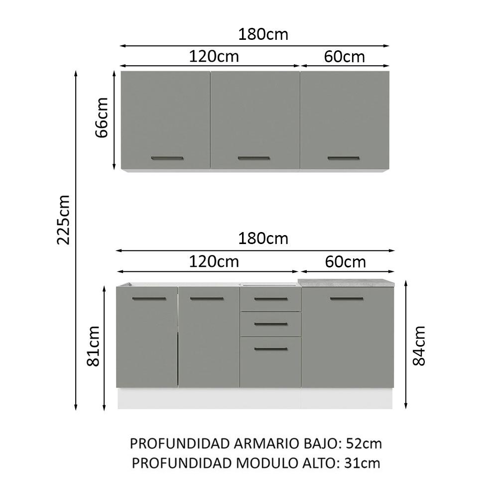 Foto 4 pulgar | Cocina Integral Completa Modular Madesa Agata 180cm Bg 01
