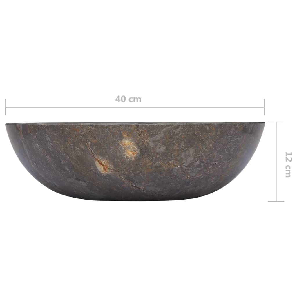 Foto 7 pulgar | Fregadero Vidaxl Mármol Gris Ø40x12 Cm - Venta Internacional.