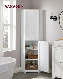 Foto 2 | Armario De Esquina Vasagle Alto Con 2 Puertas Y 4 Estantes, Color Blanco - Venta Internacional.