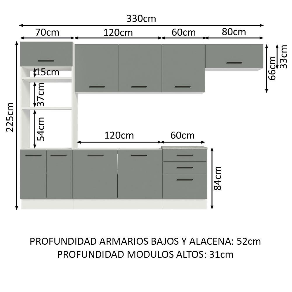 Foto 4 pulgar | Cocina Integral Completa Modular Madesa Agata 330cm Bg 03
