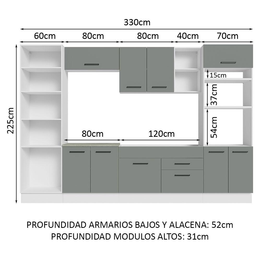 Foto 3 | Cocina Integral Completa Modular Madesa Agata 330cm Bg 02