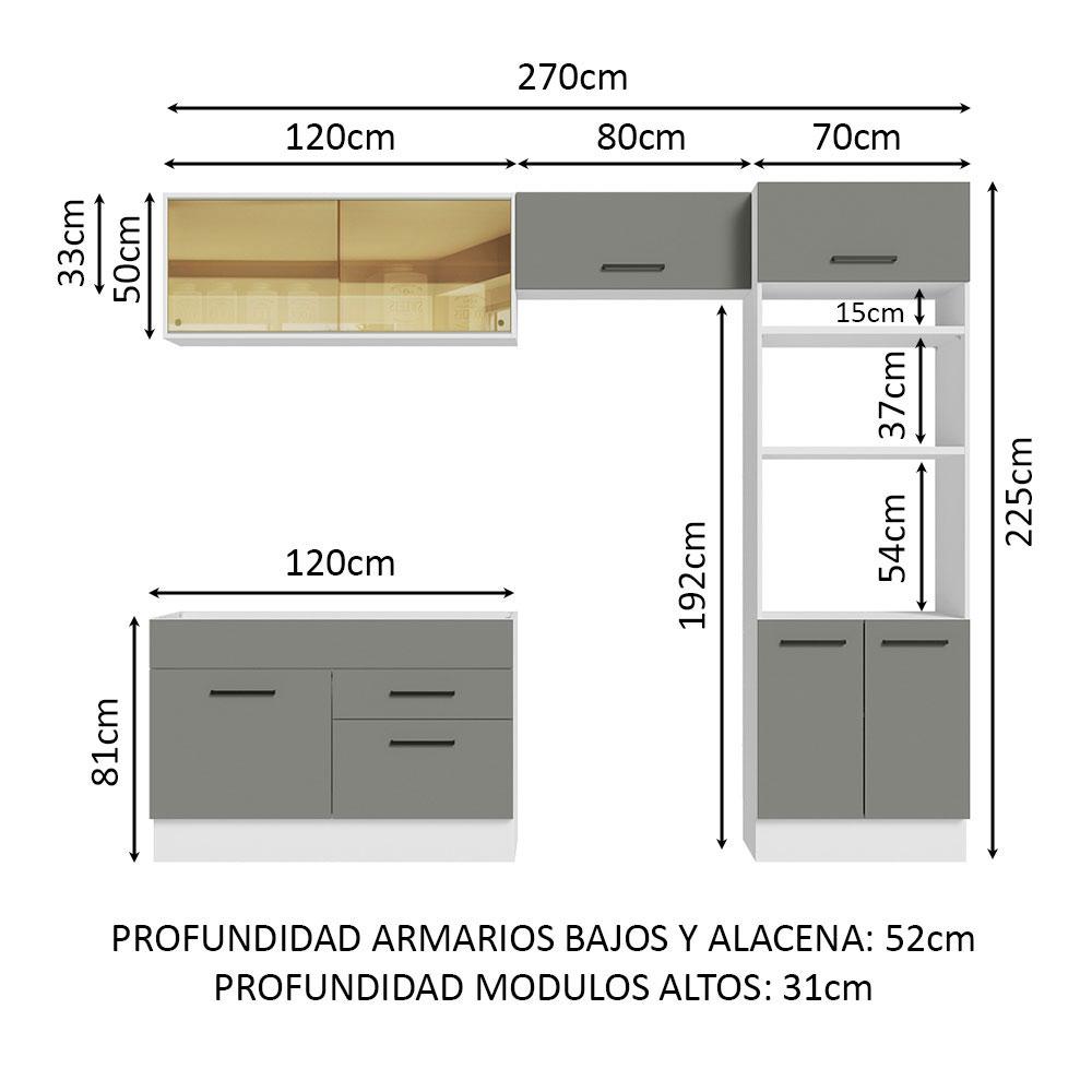 Foto 4 pulgar | Cocina Integral Completa Modular Madesa Agata 270cm Bg 05