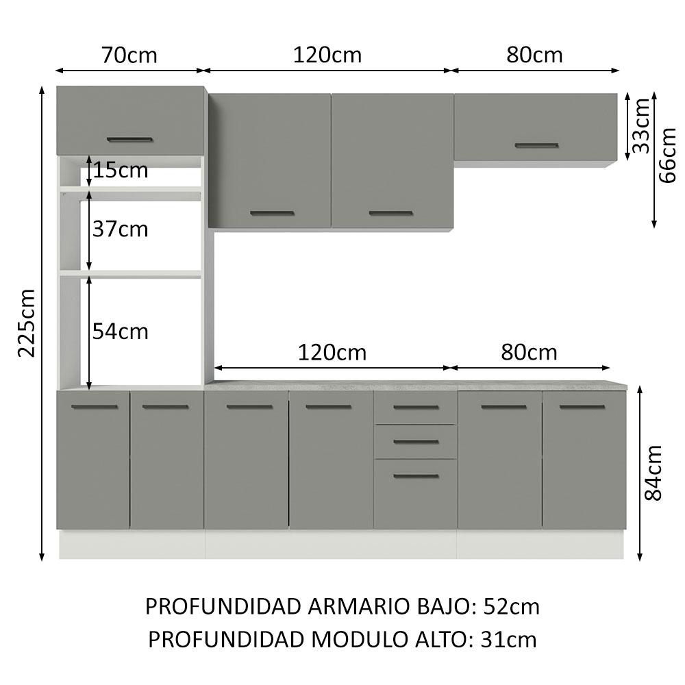 Foto 4 pulgar | Cocina Integral Completa Modular Madesa Agata 270cm Bg 03