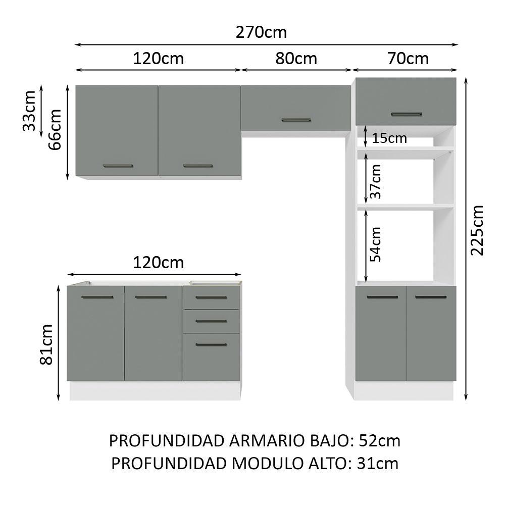 Foto 4 pulgar | Cocina Integral Completa Modular Madesa Agata 270cm Bg 08