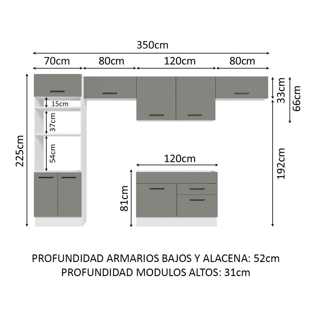 Foto 3 | Cocina Integral Completa Modular Madesa Agata 350cm Bg 01