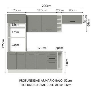 Foto 3 | Cocina Integral Completa Modular Madesa Agata 290cm Bg 07