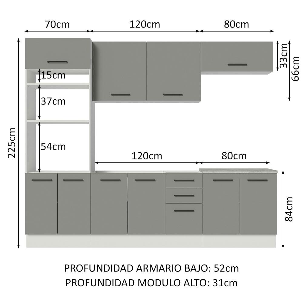Foto 4 pulgar | Cocina Integral Completa Modular Madesa Agata 270cm Bg 04