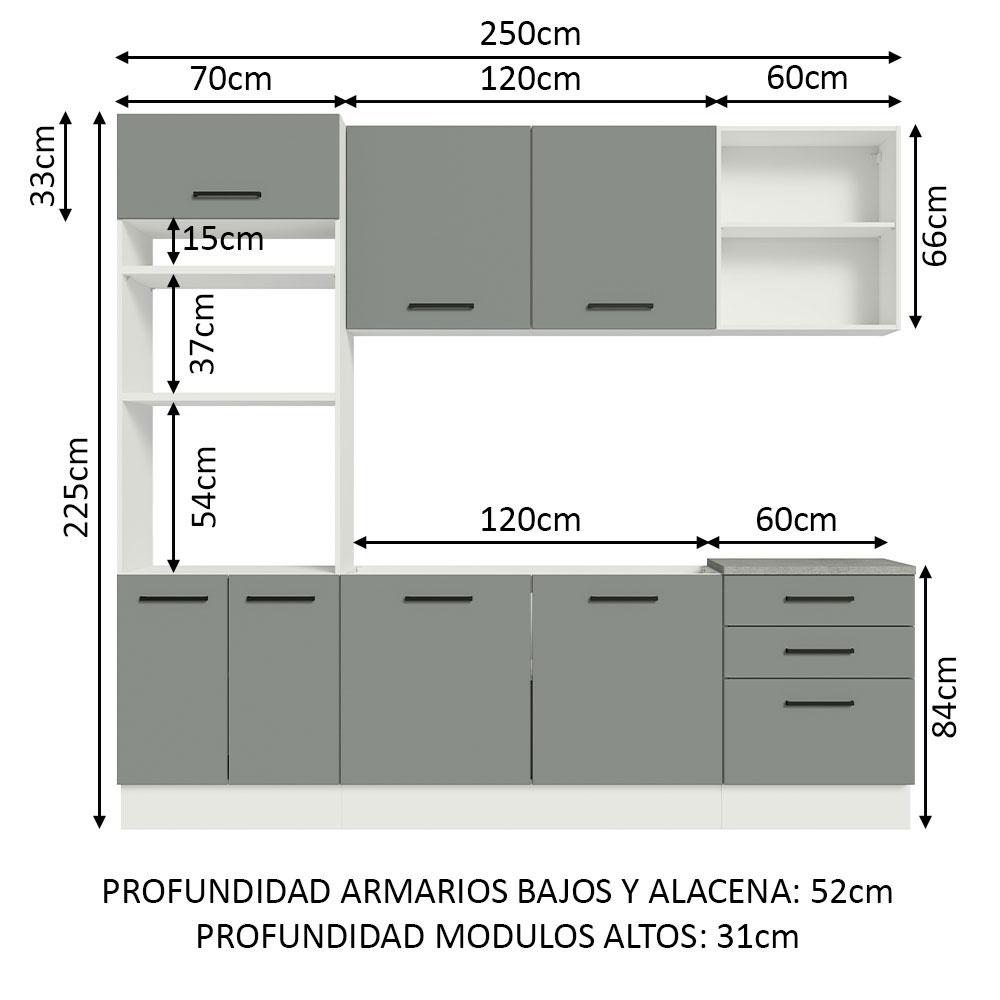 Foto 3 | Cocina Integral Completa Modular Madesa Agata 250cm Bg 01