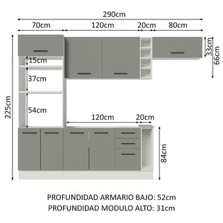 Foto 3 | Cocina Integral Completa Modular Madesa Agata 290cm Bg 03