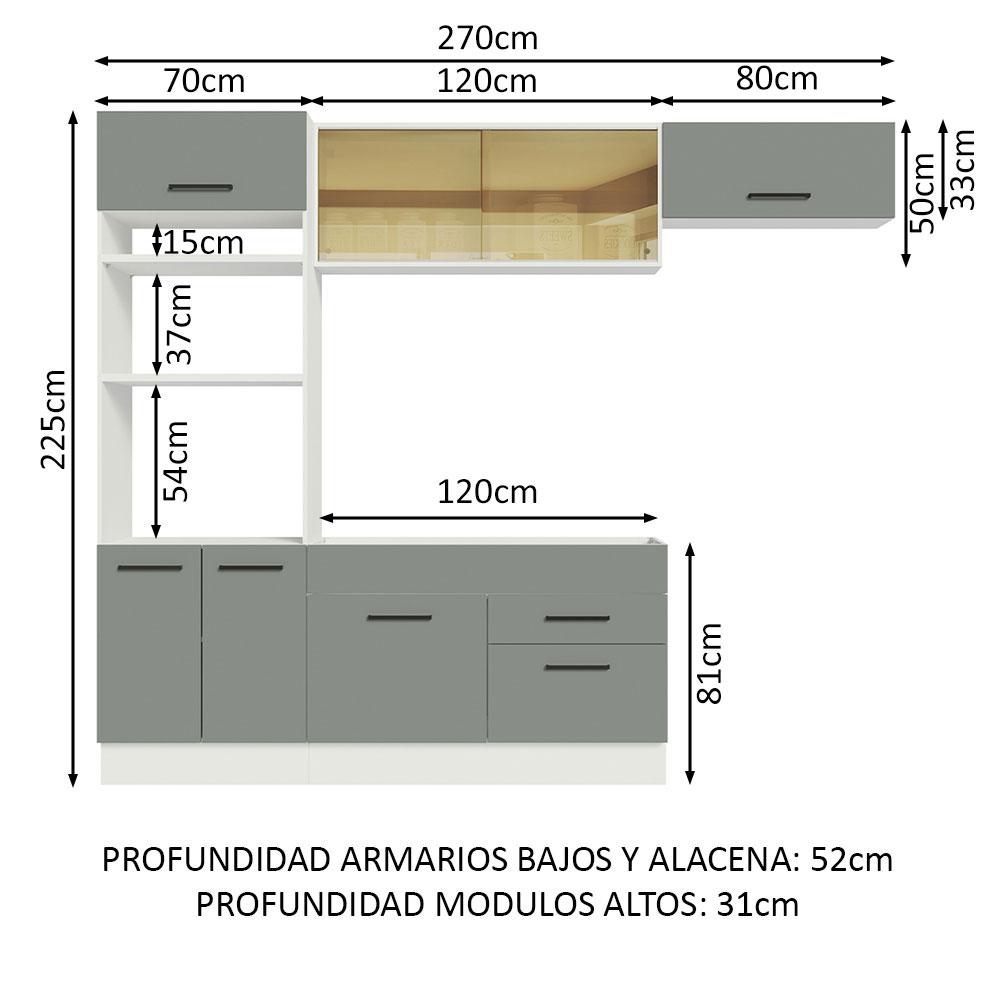 Foto 4 pulgar | Cocina Integral Completa Modular Madesa Agata 270cm Bg 01