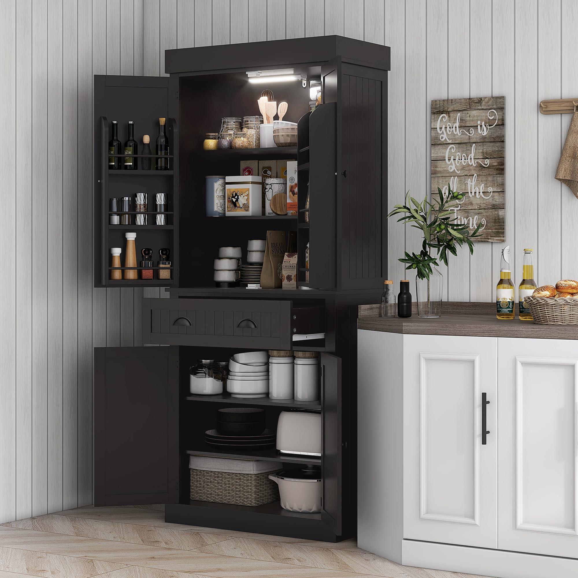 Foto 2 | Armario De Cocina Homcom 71 Con Sensor De Movimiento, Luz Negra - Venta Internacional.