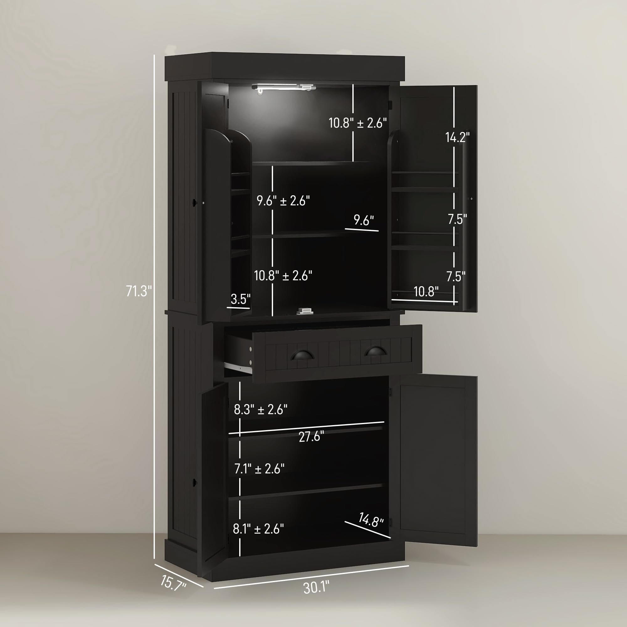 Foto 5 | Armario De Cocina Homcom 71 Con Sensor De Movimiento, Luz Negra - Venta Internacional.