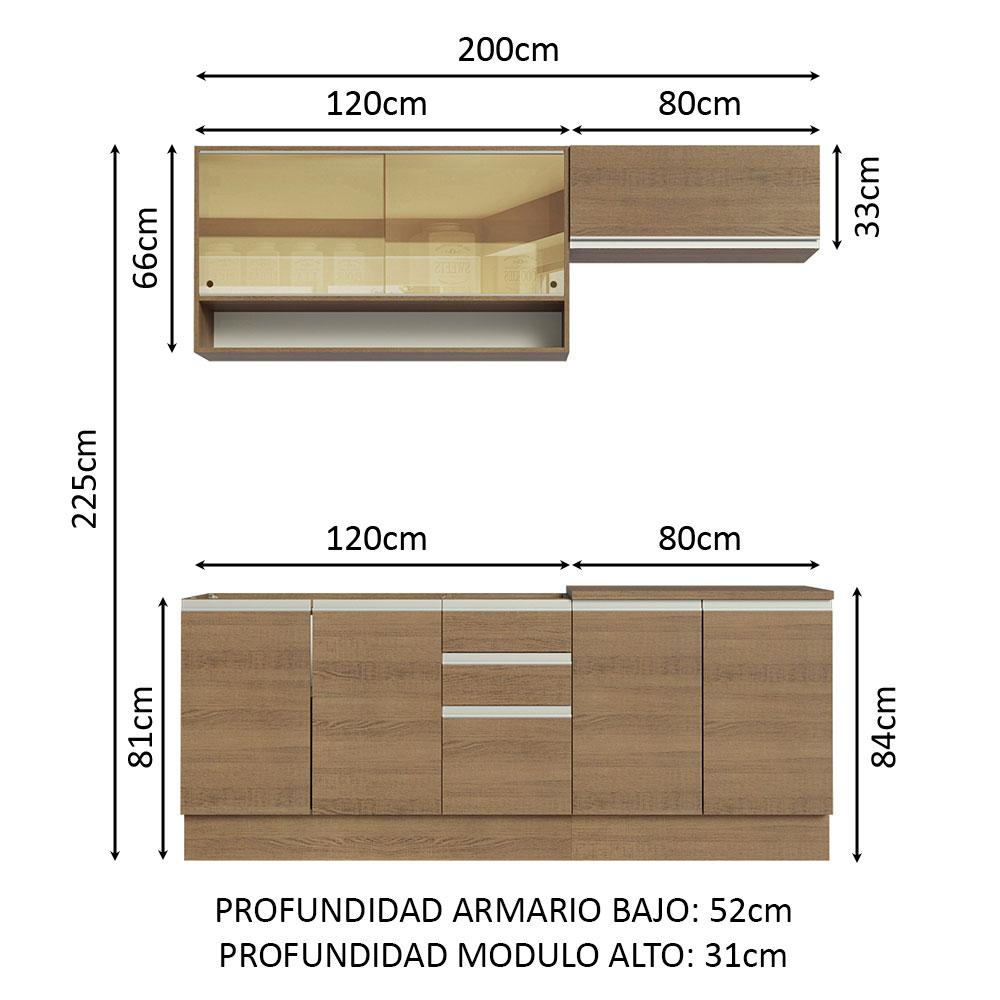 Foto 4 pulgar | Cocina Integral Completa Madesa Glamy 200cm Con Tarja Mm