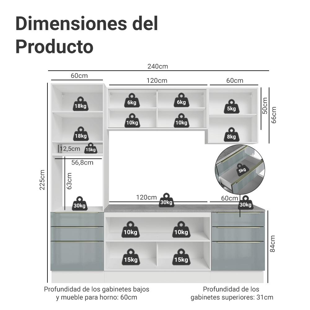 Foto 3 pulgar | Cocina Integral Completa Modular Madesa Lux 240cm Bg 08