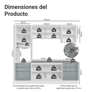 Foto 2 | Cocina Integral Completa Modular Madesa Lux 240cm Bg 08