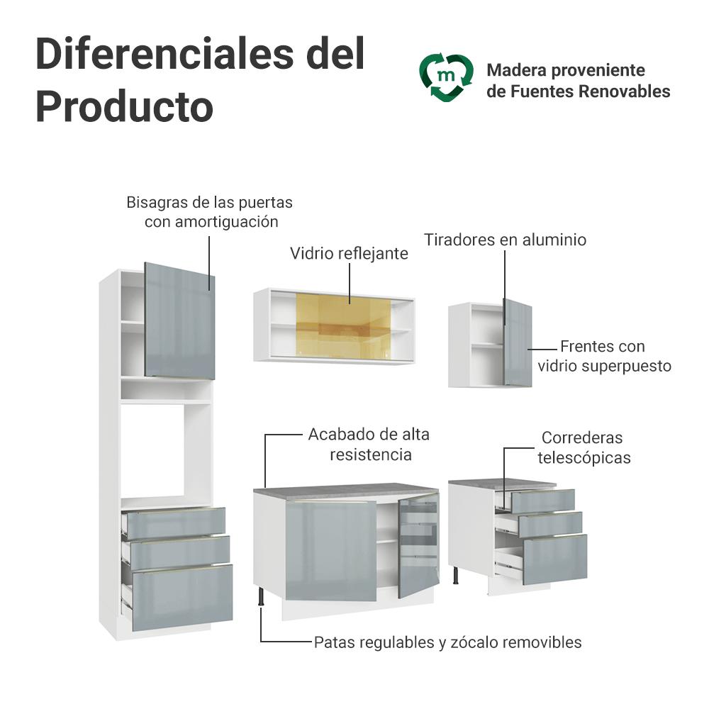 Foto 4 pulgar | Cocina Integral Completa Modular Madesa Lux 240cm Bg 08
