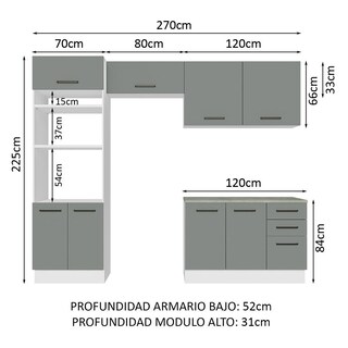 Foto 3 | Cocina Integral Completa Modular Madesa Agata 270cm Bg 07