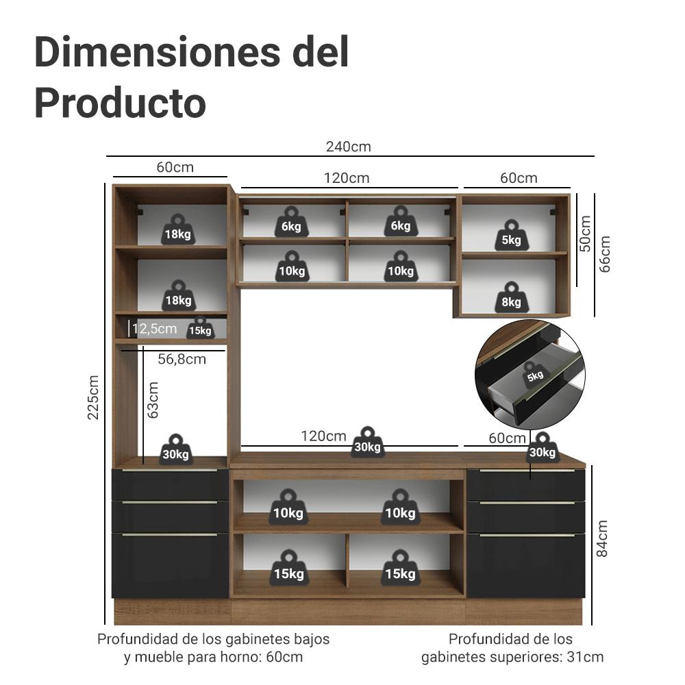 Foto 4 pulgar | Cocina Integral Completa Modular Madesa Lux 240cm Mn 08