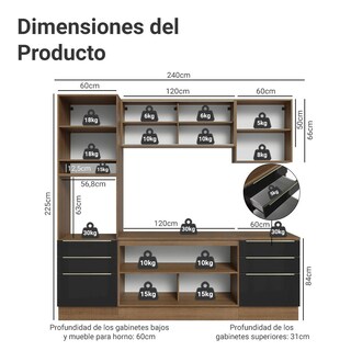 Foto 3 | Cocina Integral Completa Modular Madesa Lux 240cm Mn 08