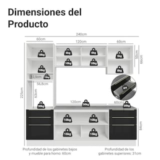 Foto 3 | Cocina Integral Completa Modular Madesa Lux 240cm Bn 02