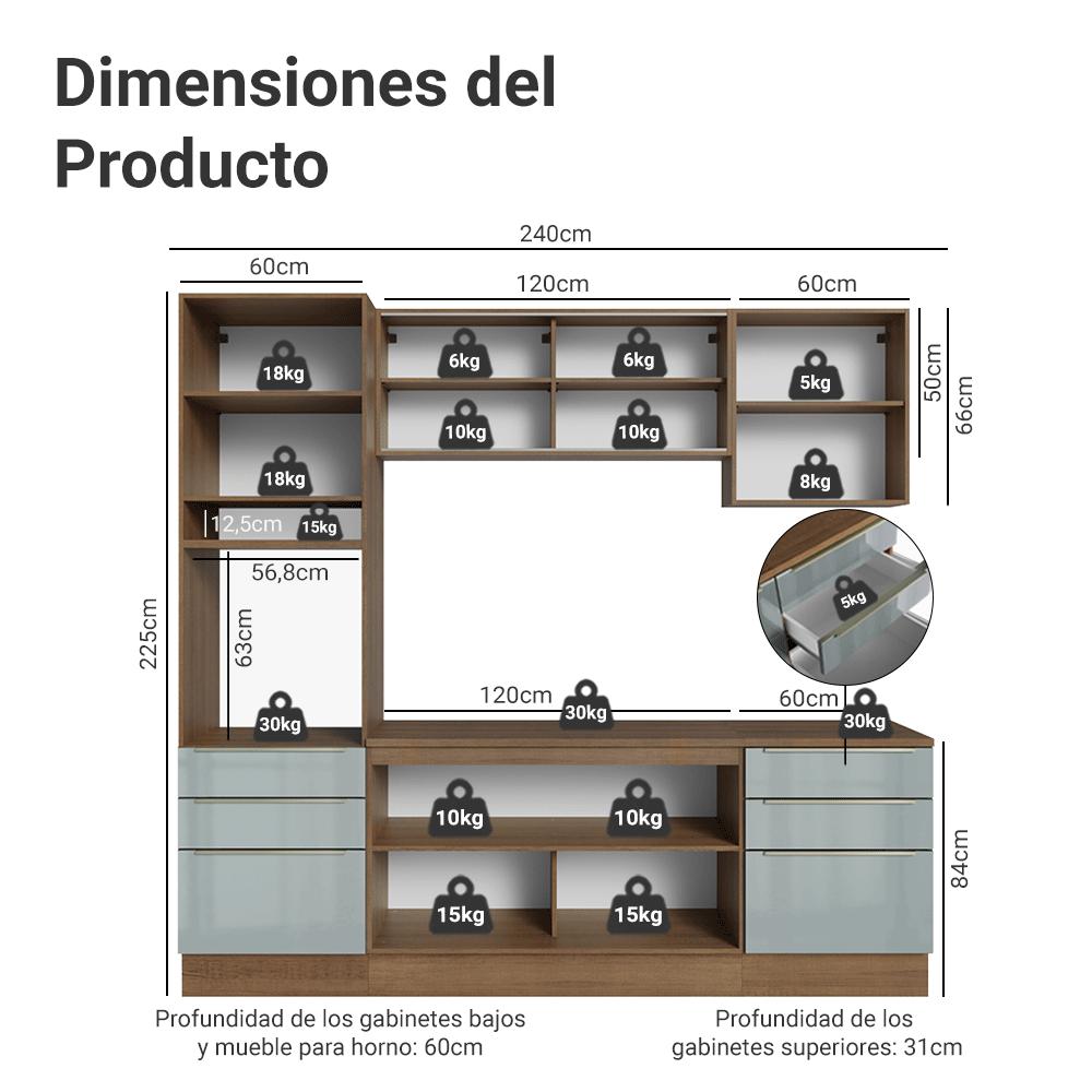 Foto 4 pulgar | Cocina Integral Completa Modular Madesa Lux 240cm Mg 08