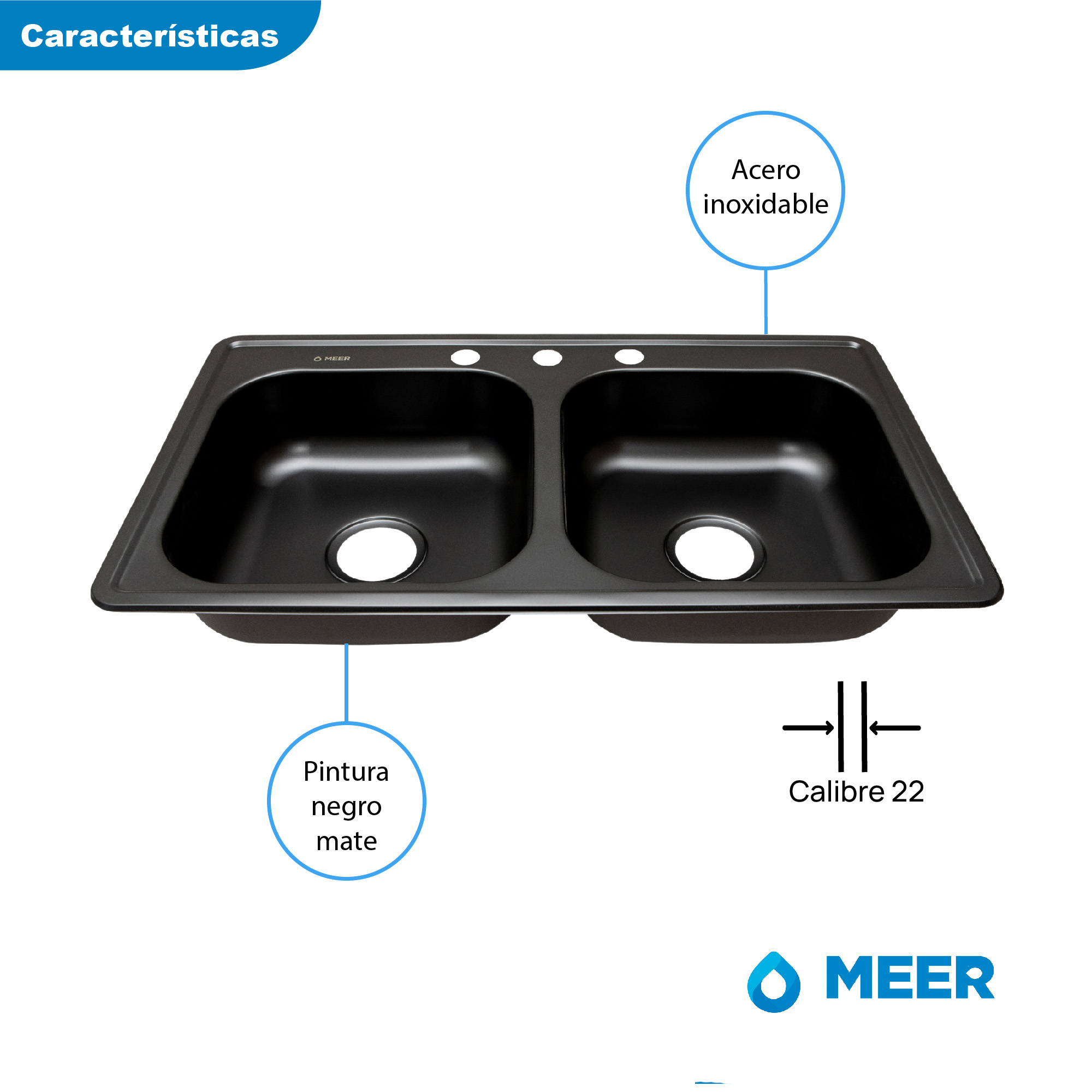 Foto 2 | Fregadero de Cocina con Kit de Instalación Cnx Negro