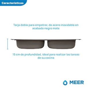 Foto 3 | Fregadero de Cocina con Kit de Instalación Cnx Negro