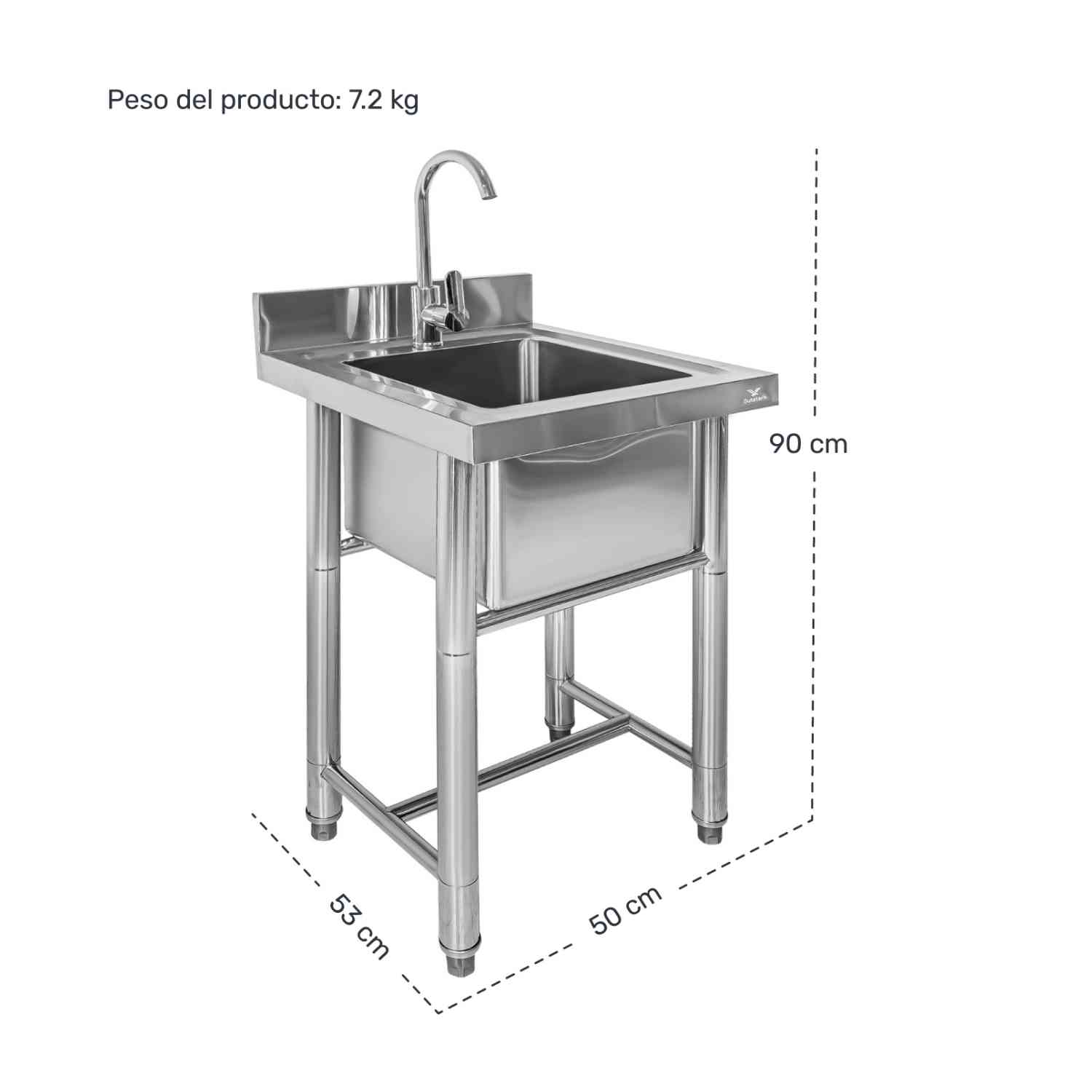 Foto 8 pulgar | Tarja Fregadero Industrial Reforzado Acero Inox 50x53x90cm Gutstark Home