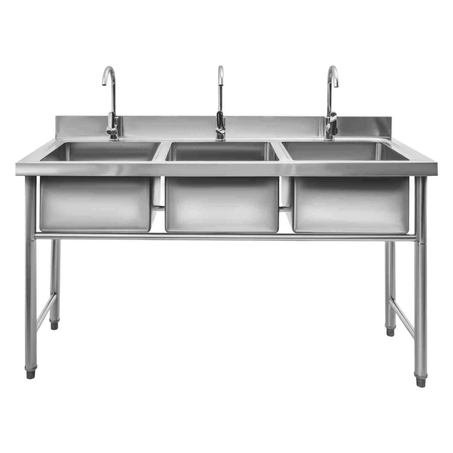 Foto 5 pulgar | Tarja 3 Tinas Fregadero Industrial Acero Inox 160x63x96cm Gutstark Home