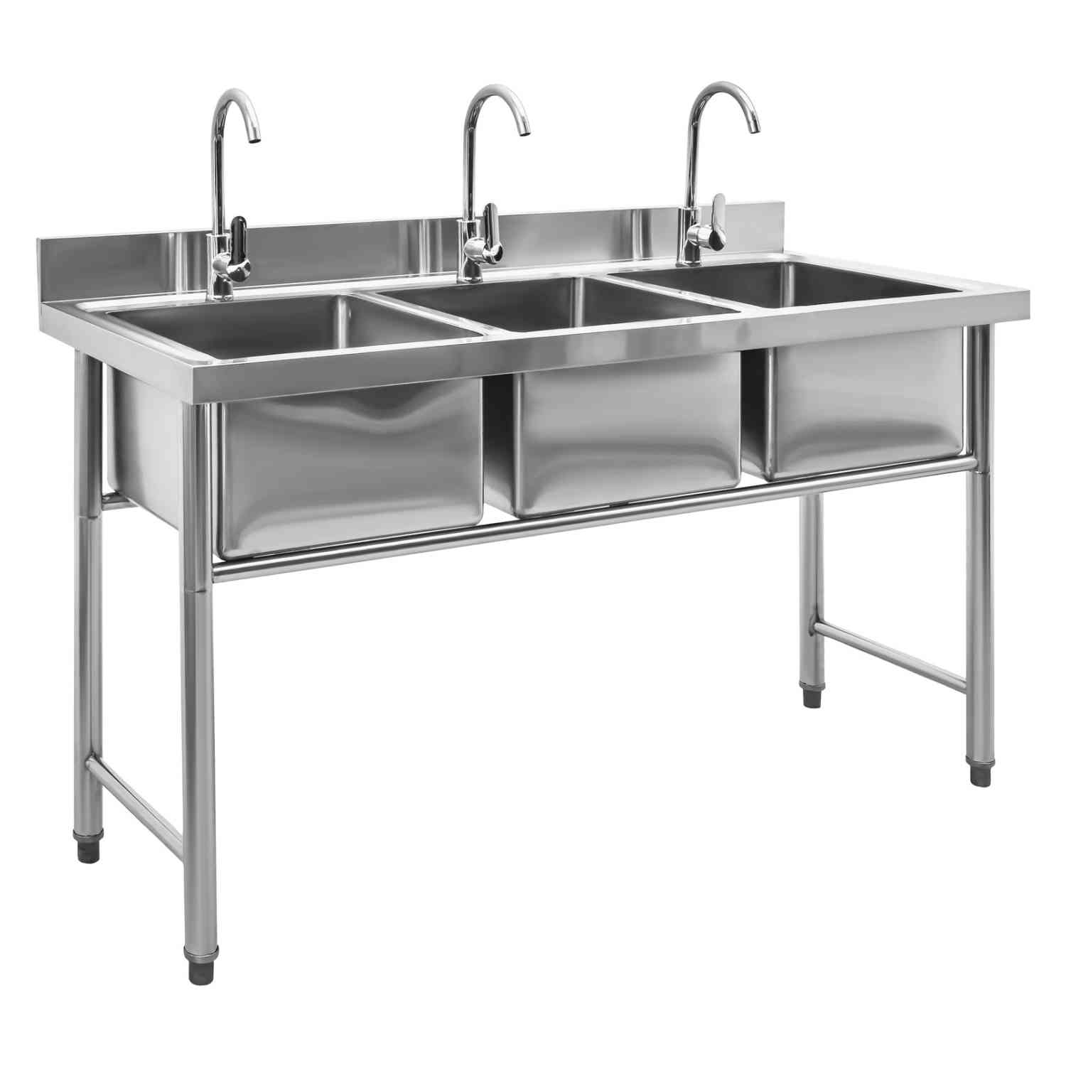 Foto 6 pulgar | Tarja 3 Tinas Fregadero Industrial Acero Inox 160x63x96cm Gutstark Home