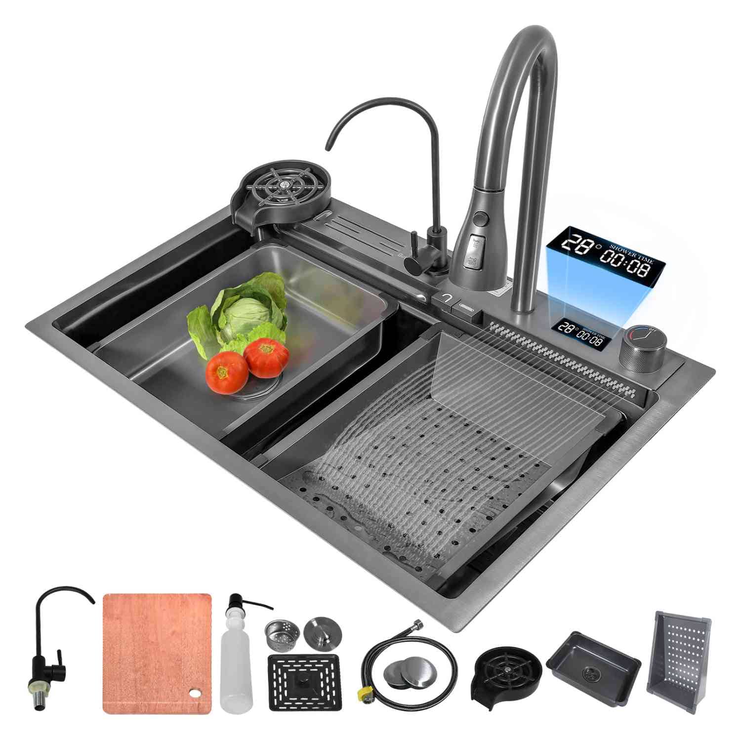 Tarja Fregadero Cocina Accesorios Premium 68x44.5x24.5cm Negro Gutstark Home $4,899