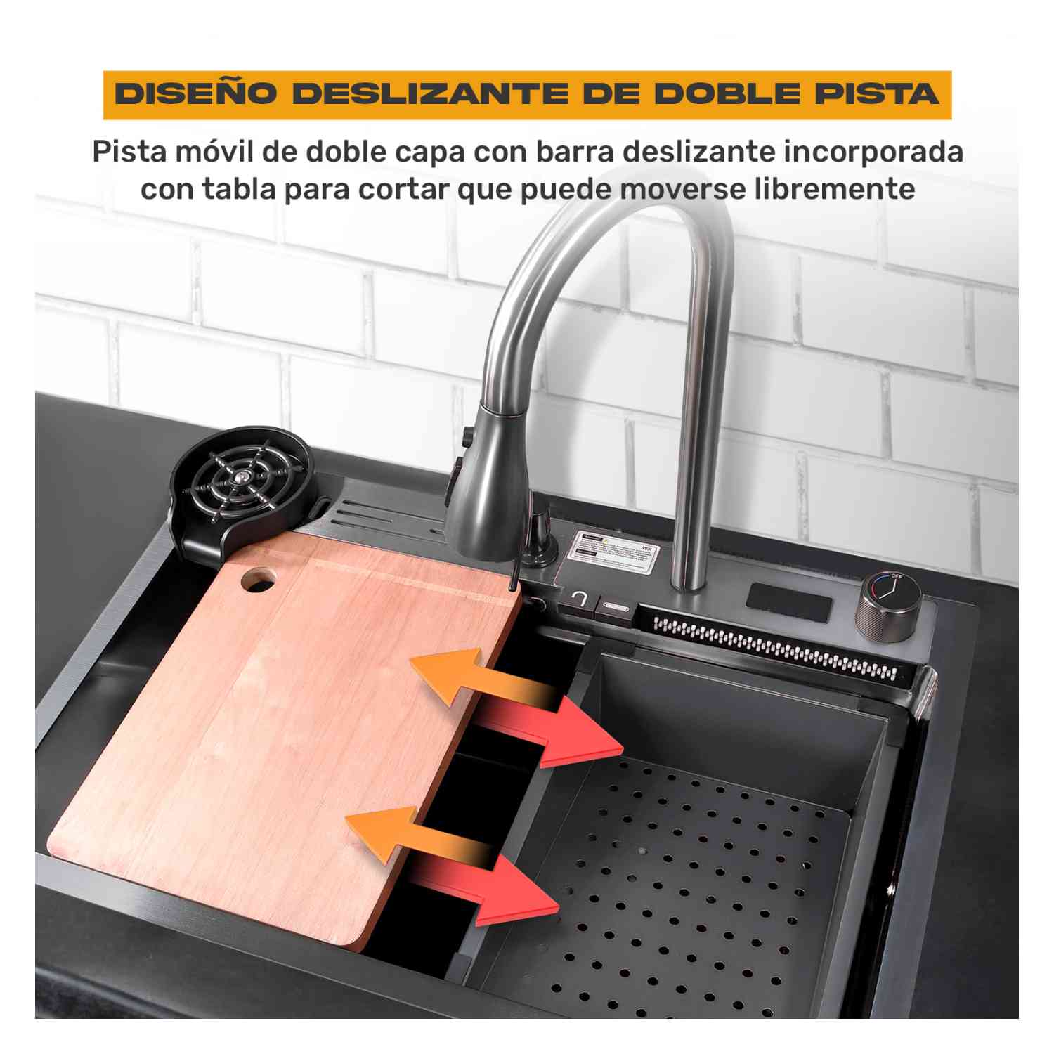 Foto 5 pulgar | Tarja Fregadero Cocina Accesorios Premium 68x44.5x24.5cm Negro Gutstark Home