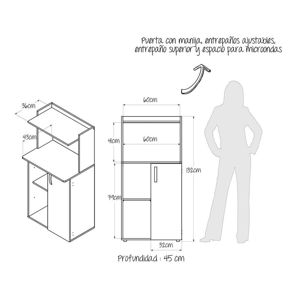 Foto 6 pulgar | Mueble para Microondas Maderkit