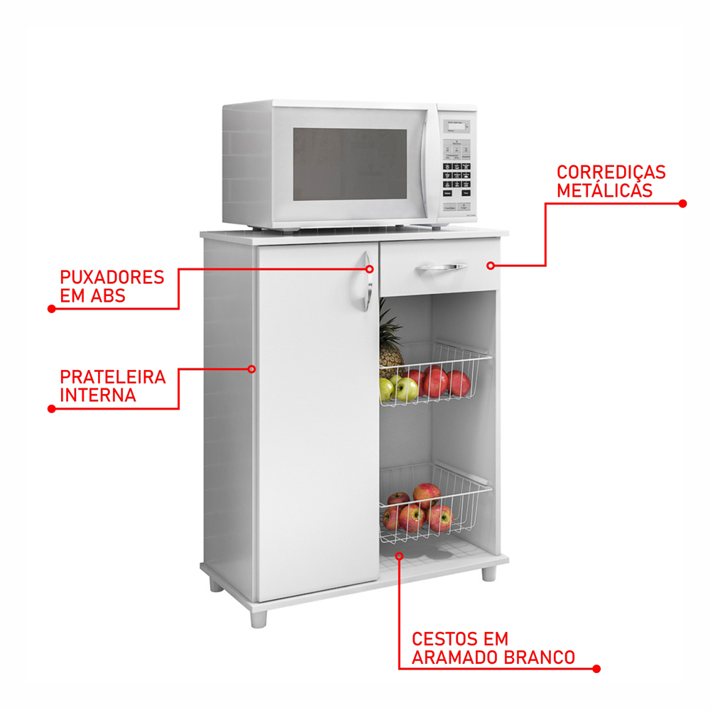 Foto 4 | Mueble para Microondas Organizador Darady Belize New Blanco