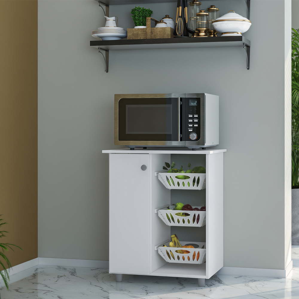 Foto 4 pulgar | Mueble para Microondas Darady Blanco con Frutero Organizador