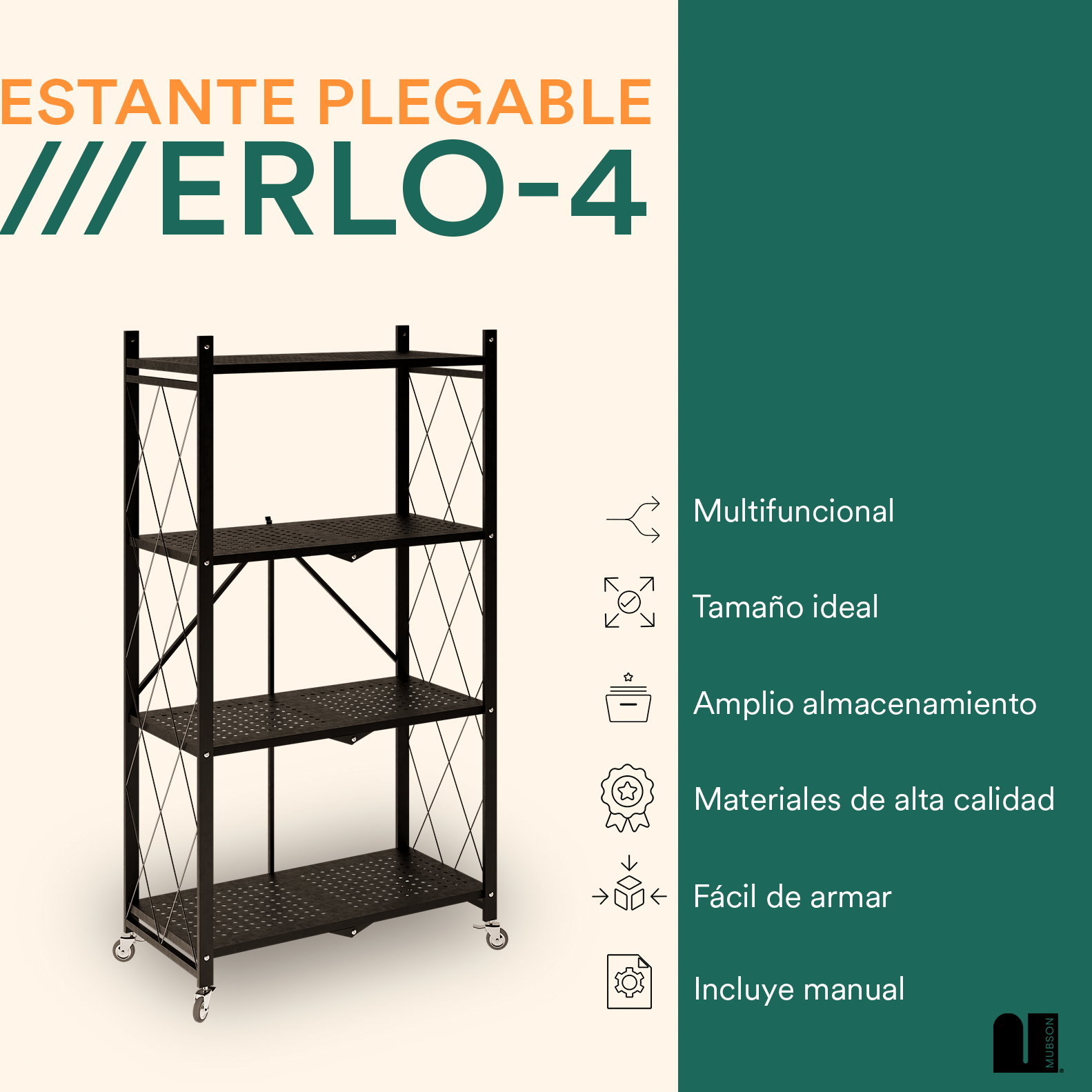 Foto 2 | Rack Mubson de 4 Niveles con Resistencia de 200 kg Anaquel Erlo