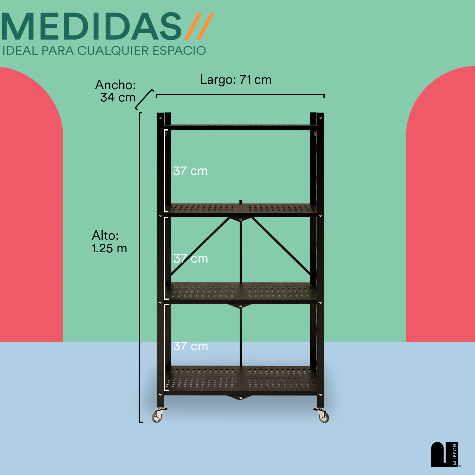 Foto 5 | Rack Mubson de 4 Niveles con Resistencia de 200 kg Anaquel Erlo