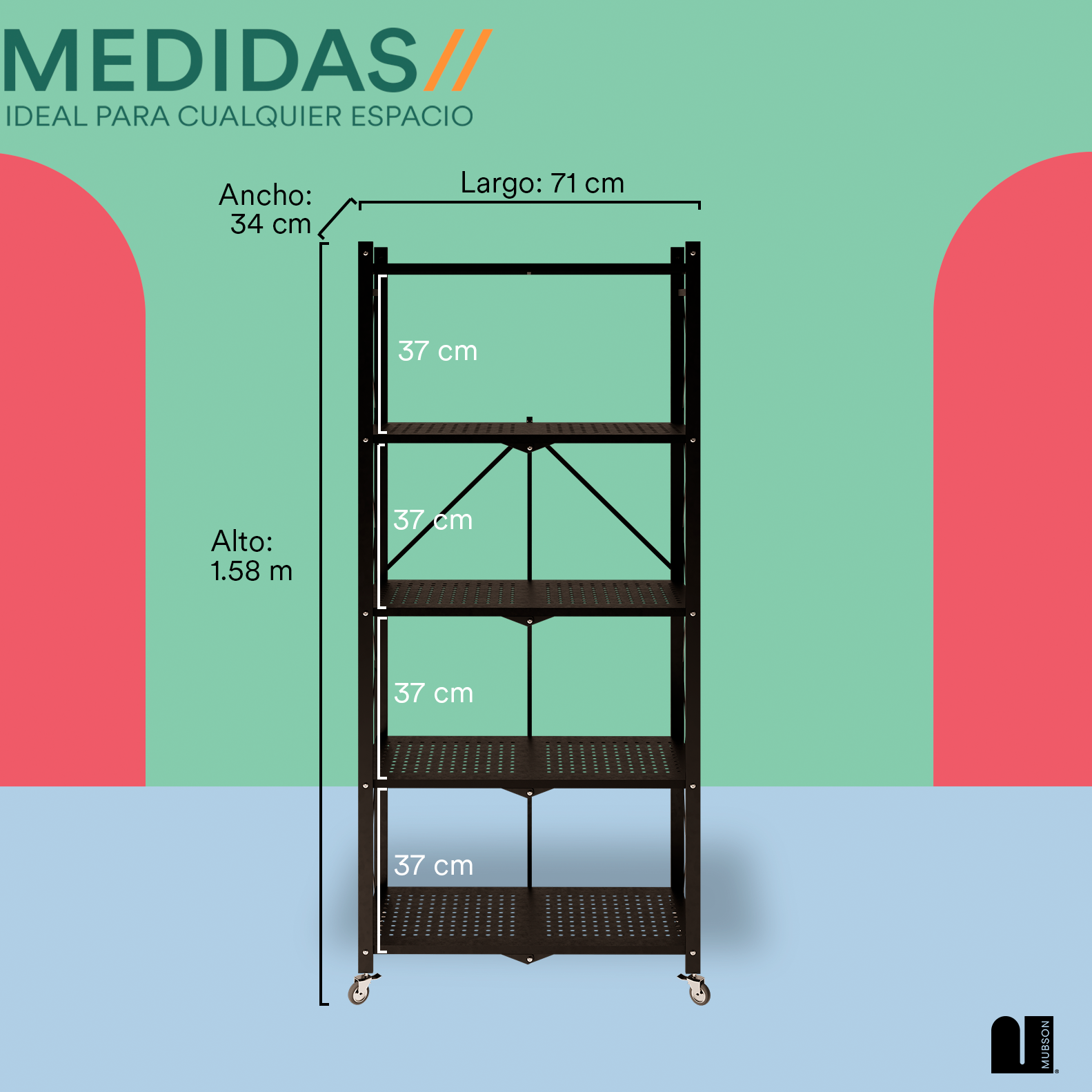 Foto 5 | Rack Mubson de 5 Niveles con Resistencia de 200 kg Anaquel Erlo