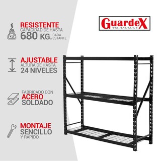Foto 2 | Estante De Acero Industrial Guardex Berlin Rack Metálico De 3 Niveles Capacidad 2t 183x282x61 Cm Color Negro