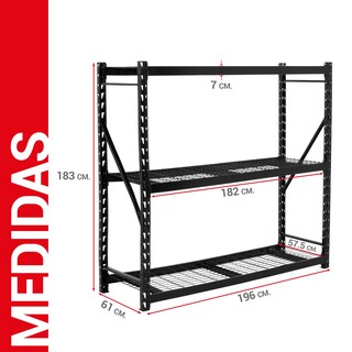 Foto 4 | Estante De Acero Industrial Guardex Berlin Rack Metálico De 3 Niveles Capacidad 2t 183x282x61 Cm Color Negro