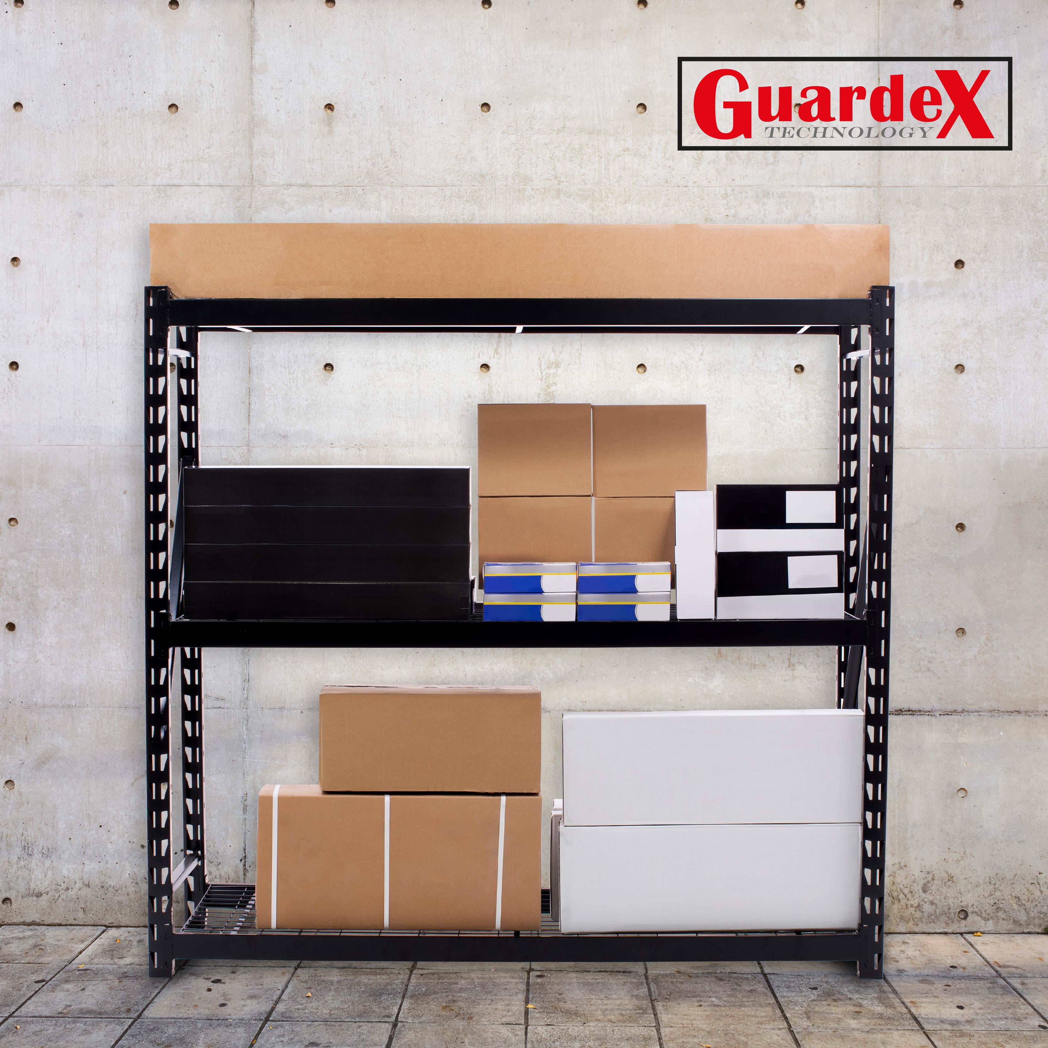 Foto 7 pulgar | Estante De Acero Industrial Guardex Berlin Rack Metálico De 3 Niveles Capacidad 2t 183x282x61 Cm Color Negro