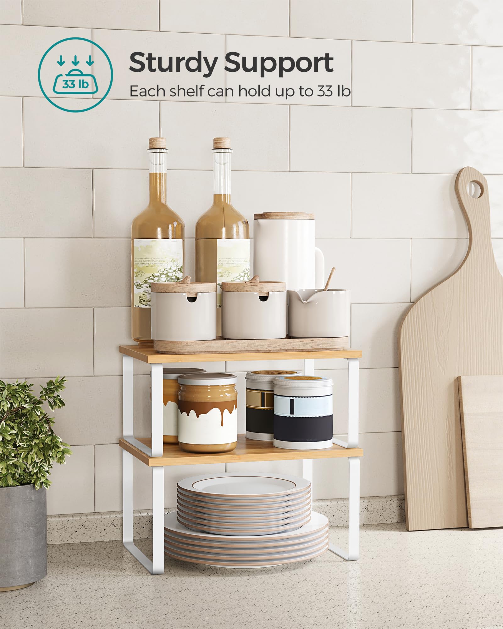 Foto 4 pulgar | Armario Organizador De Estantes Songmics Kitchen Set 2 Cloud White