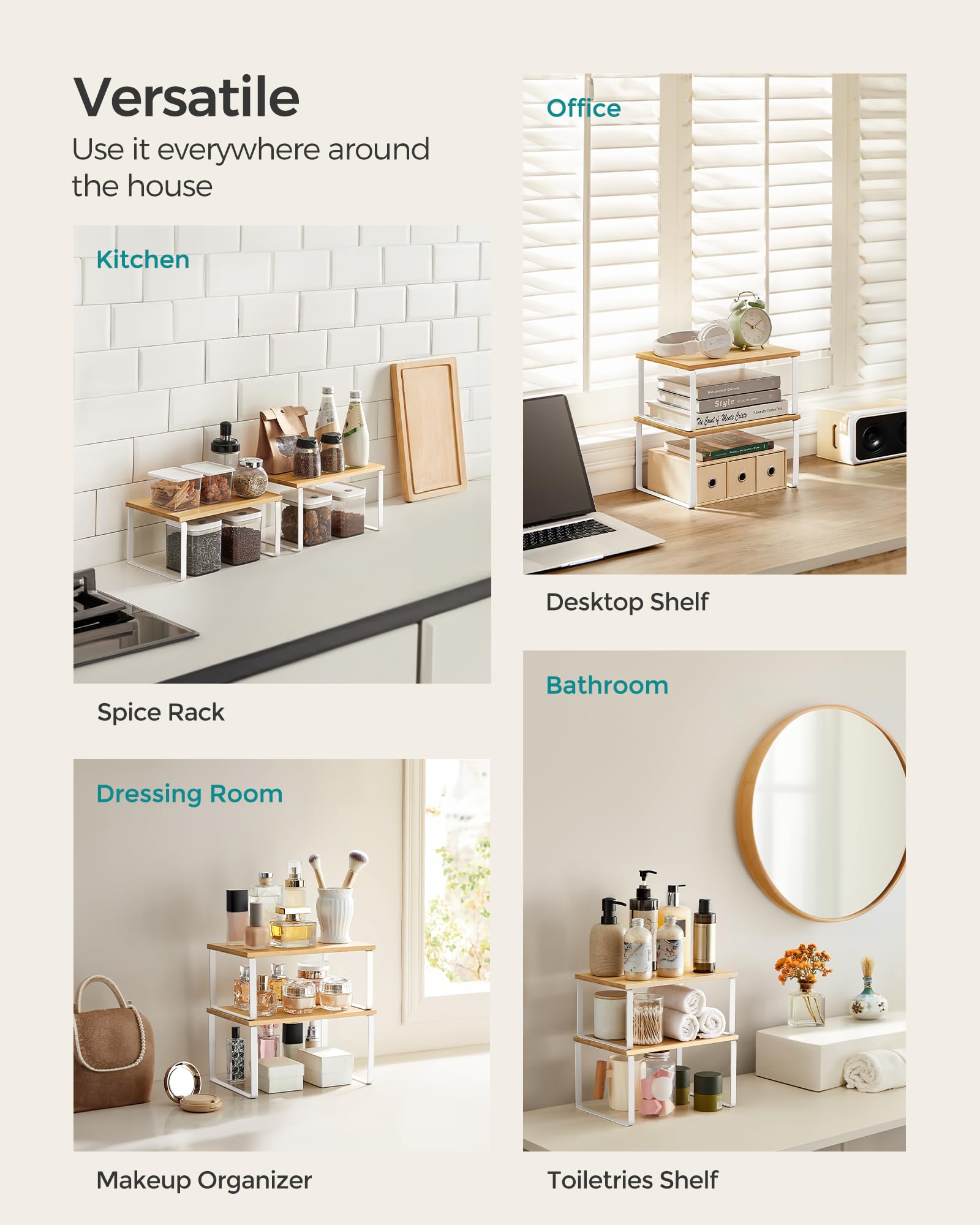 Foto 5 pulgar | Armario Organizador De Estantes Songmics Kitchen Set 2 Cloud White