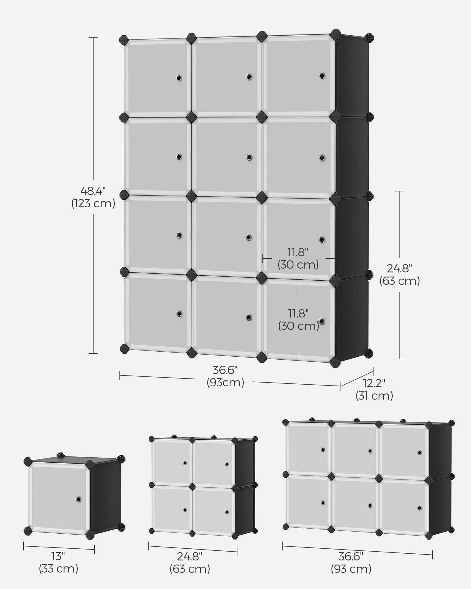 Foto 4 pulgar | Organizador De Almacenamiento En Forma De Cubo Songmics, Juego De 12 Unidades, Blanco Y Negro