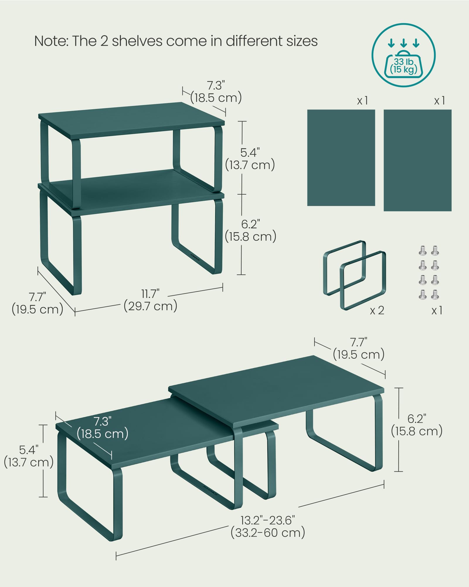 Foto 7 pulgar | Armario Organizador De Estantes Songmics Kitchen Set 2 Ivy Green