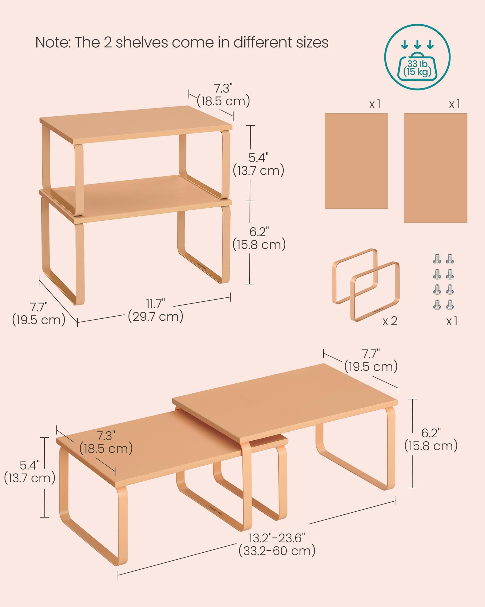 Foto 6 | Estante Organizador De Armario Songmics Kitchen Apricot Orange X2