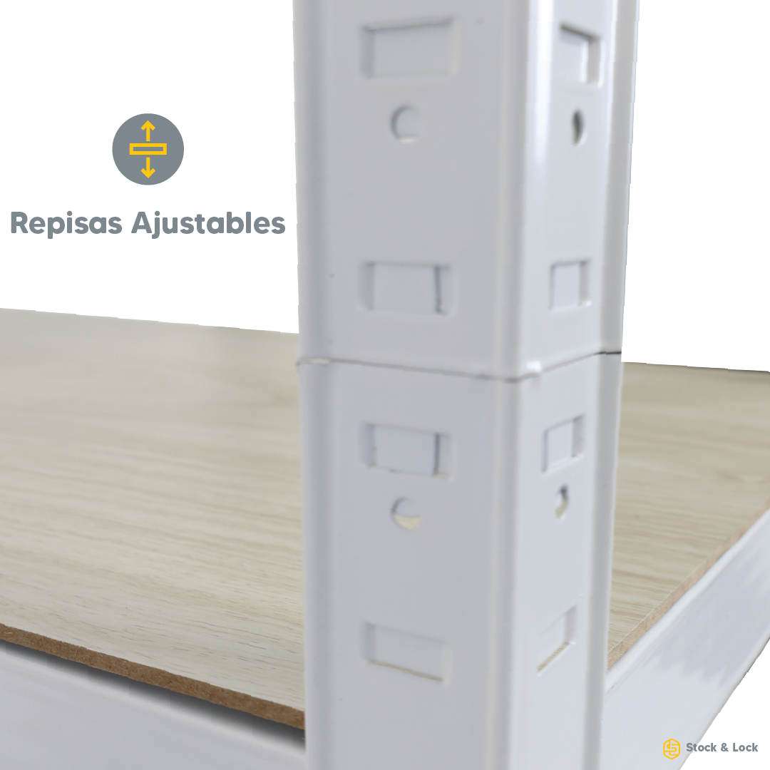Foto 4 pulgar | Estante Anaquel Organizador Laminado 5 Niveles Stock & Lock Color Blanco  Mueble Organizador Estante Multiusos Ajustable